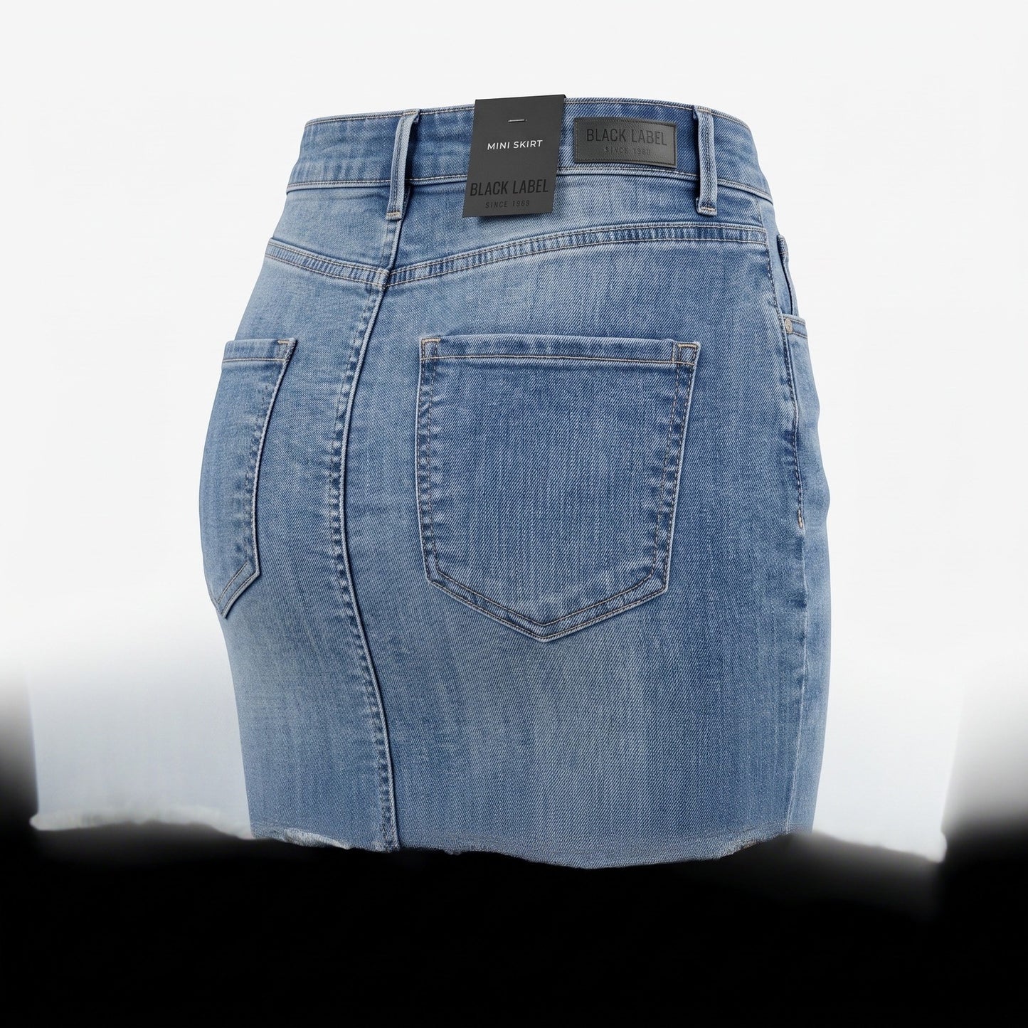 Black Label Cest Toi Distressed Denim Mini Skirt Two Tone Raw Hem Blue MS245 M