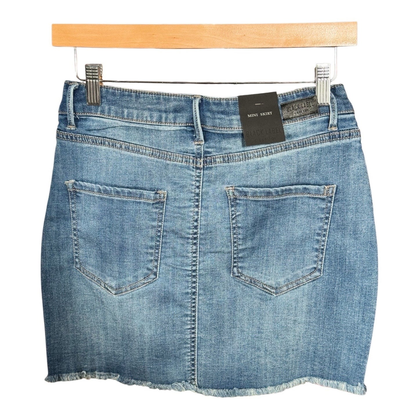 Black Label Cest Toi Distressed Denim Mini Skirt Two Tone Raw Hem Blue MS245 M