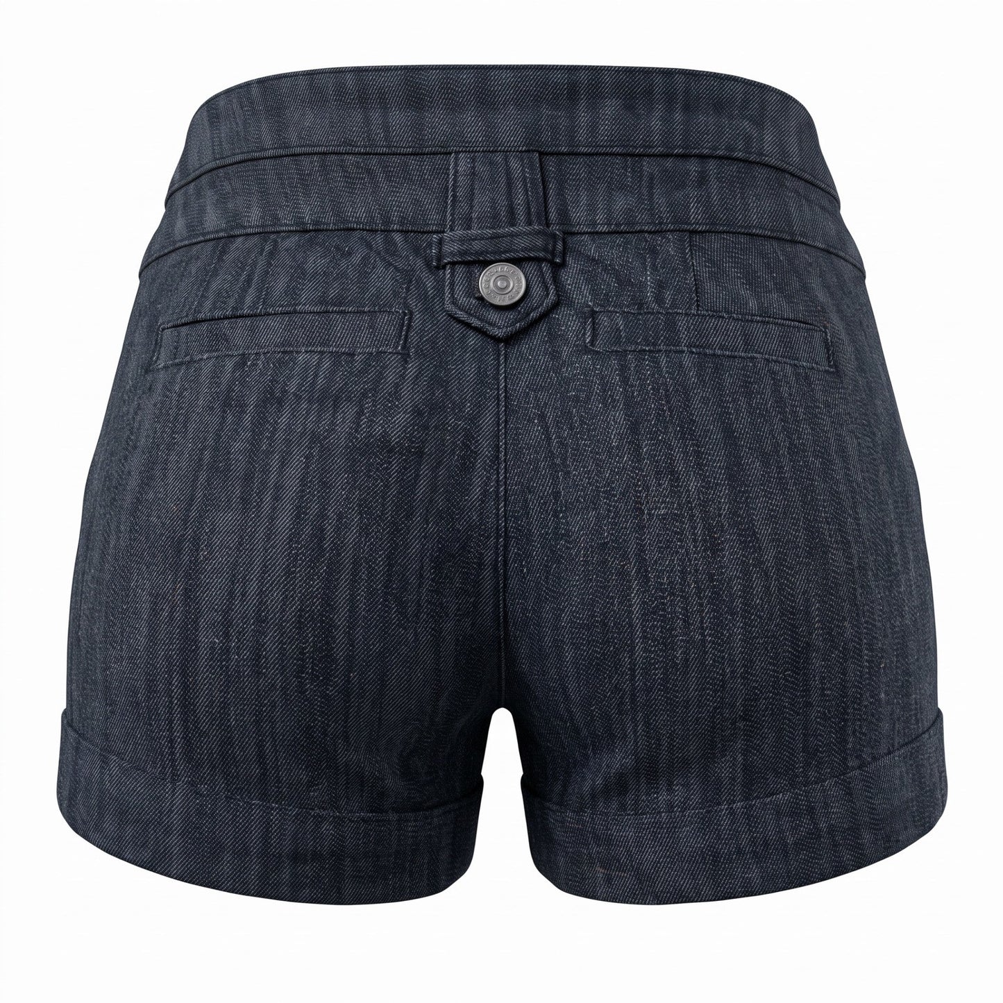Boom Jeans Dark Wash Denim Shorts Herringbone Pattern Multi Button Cuffed Blue 9