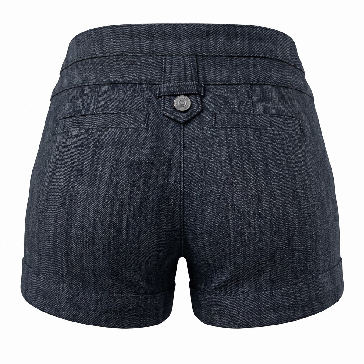 Boom Jeans Dark Wash Denim Shorts Herringbone Pattern Multi Button Cuffed Blue 5