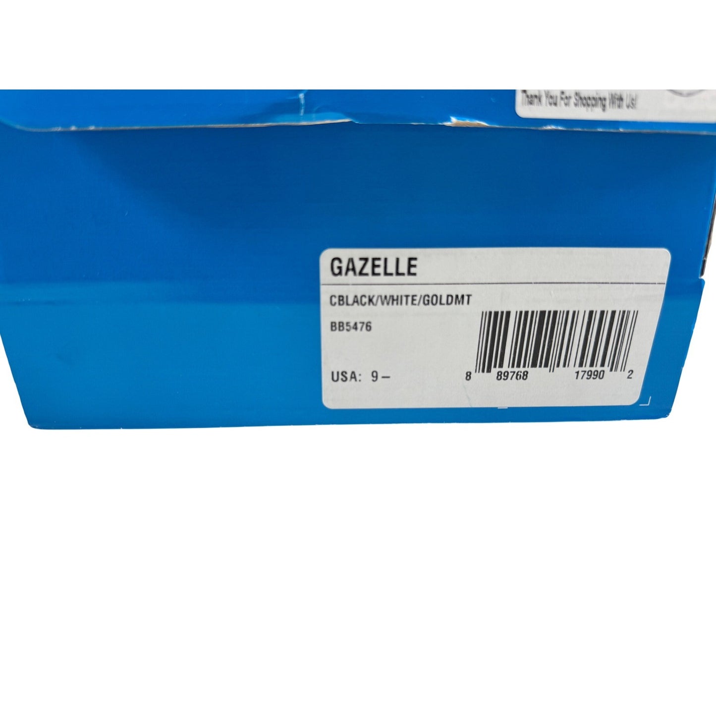 Adidas Originals Gazelle Mens Shoes Core Black White Gold BB5476 Size 9