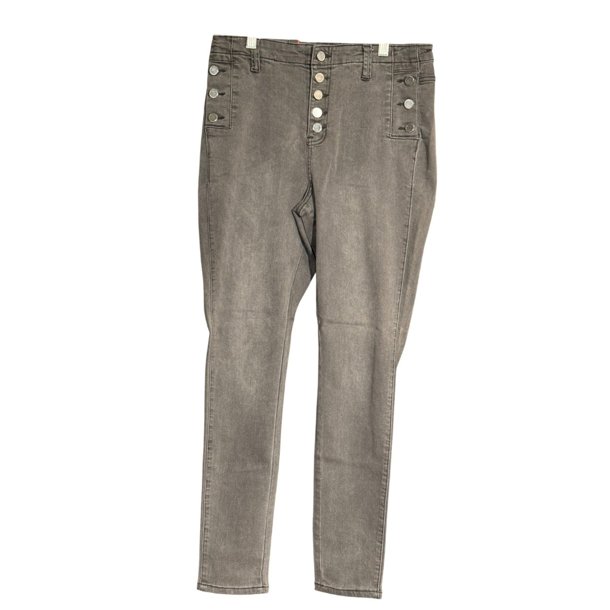BBJ Los Angeles Womens Skinny Jeans Gray High Rise Multi Button Sailor V21581P