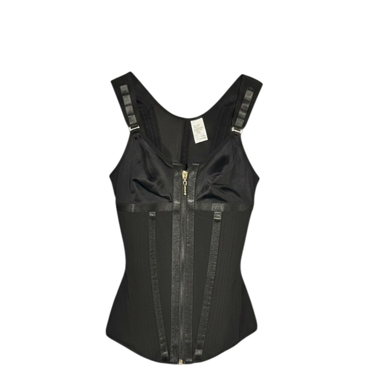 Womens Black Waist Trainer Vest High Compression Zipper Front Body Shaper Tank