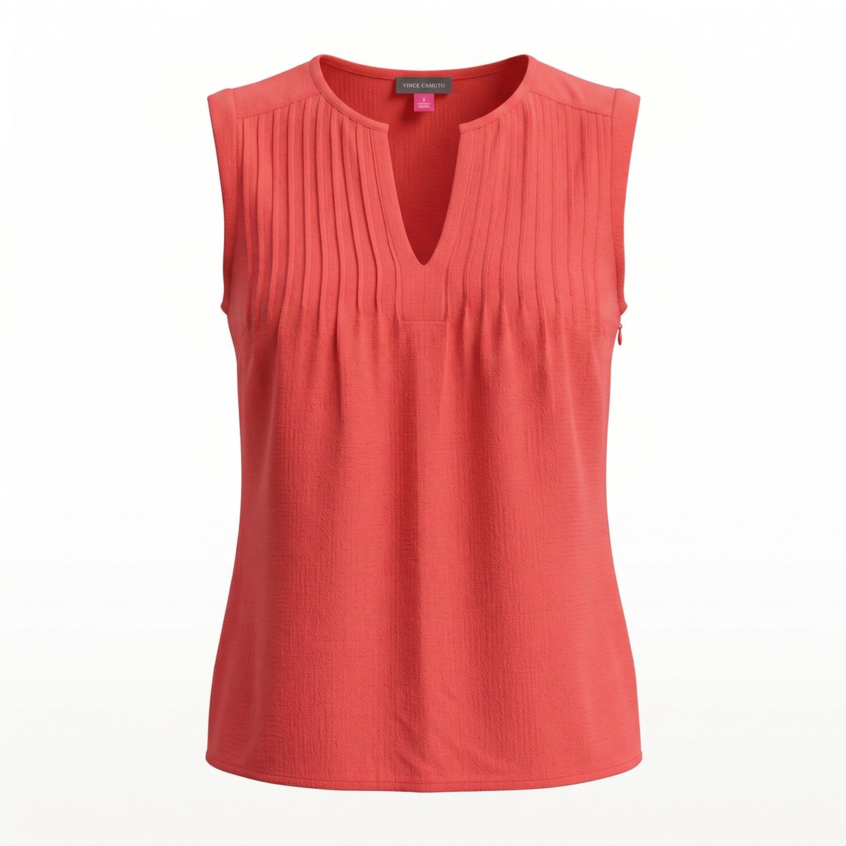 Vince Camuto MSRP $69-Womens Coral Pink Pintuck Pleat Sleeveless V Neck Top XXL