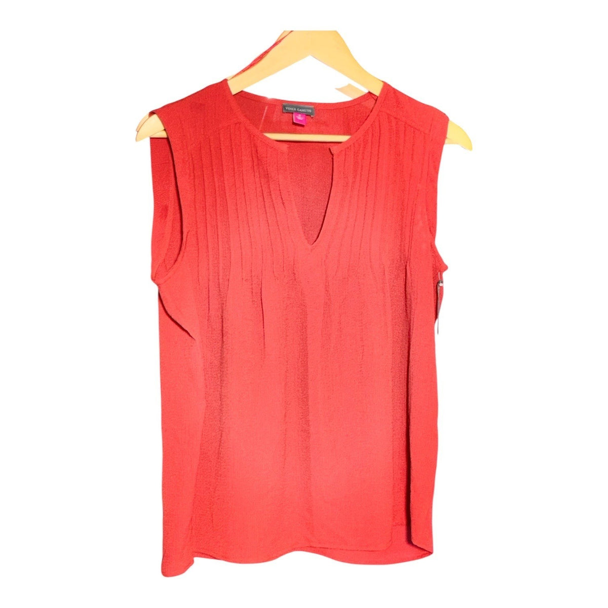 Vince Camuto MSRP $69-Womens Coral Pink Pintuck Pleat Sleeveless V Neck Top XXL
