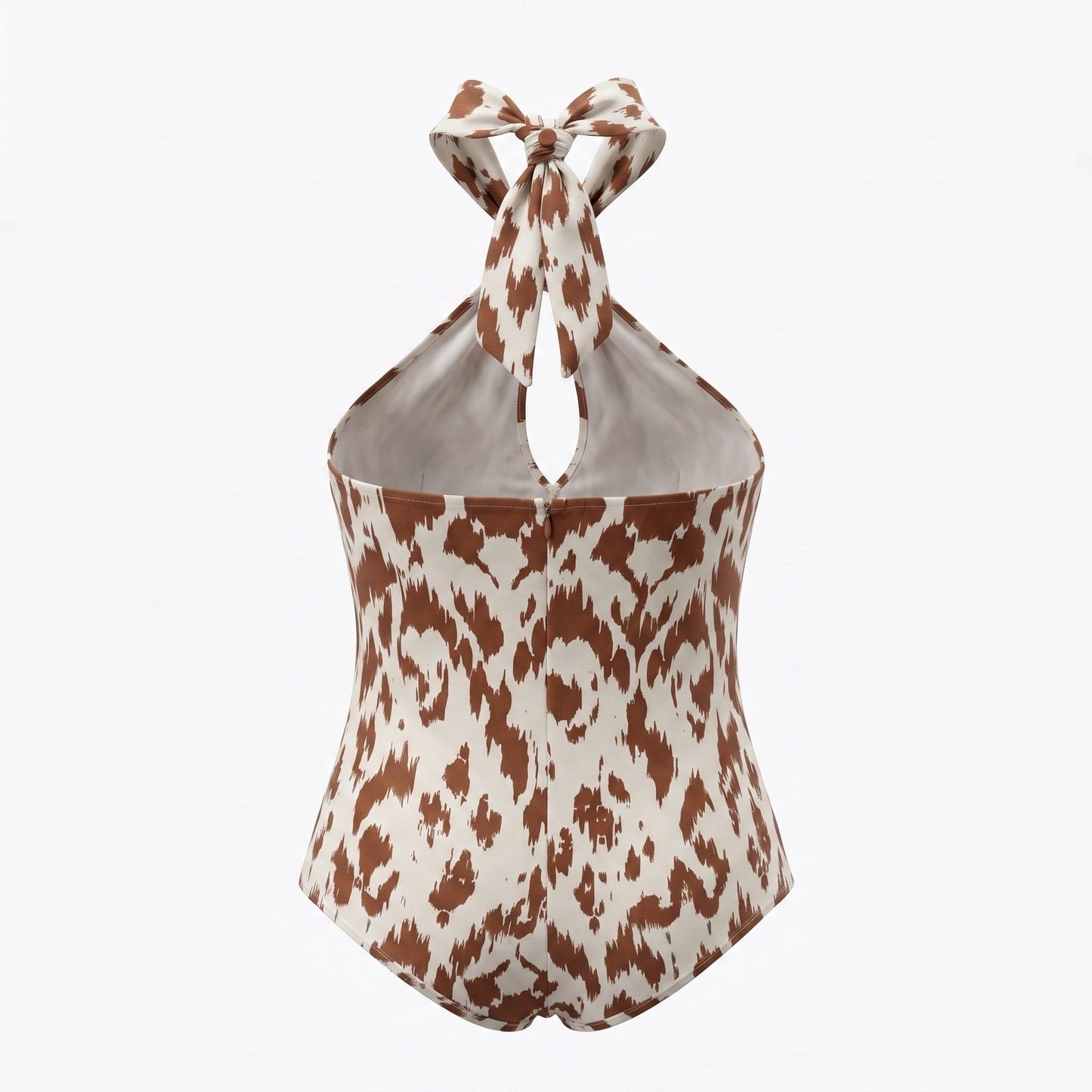 Vince Camuto  MSRP $59 Brown Ikat Animal Print Halter Neck Sleeveless Blouse L