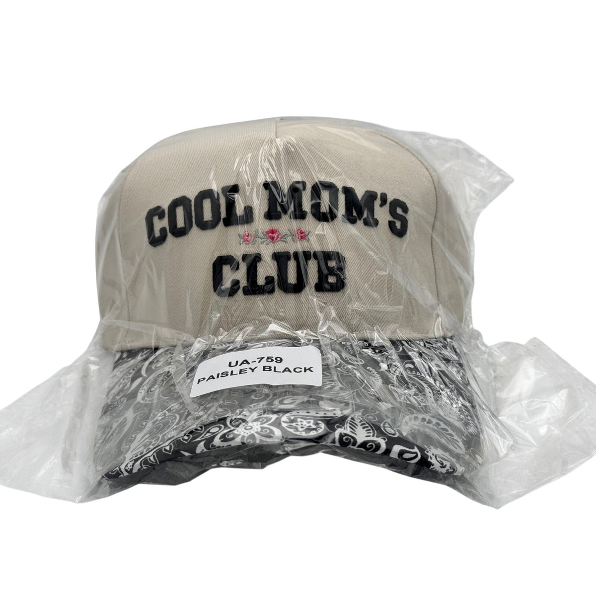 One Size - Zenana Cool Mom's Club Hat Beige/Black & White Paisley