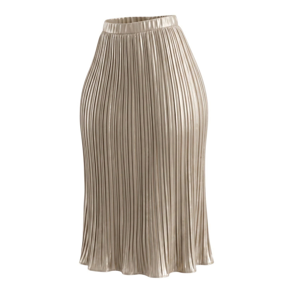 DKNY MSRP $99 - Metallic Pleated Maxi Skirt Champagne Gold Side Pockets XS