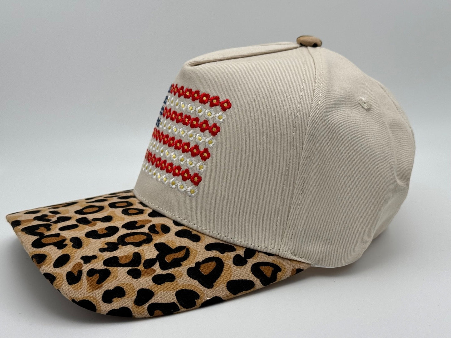 One Size - Zenana Hat USA Flag Beige/Leopard