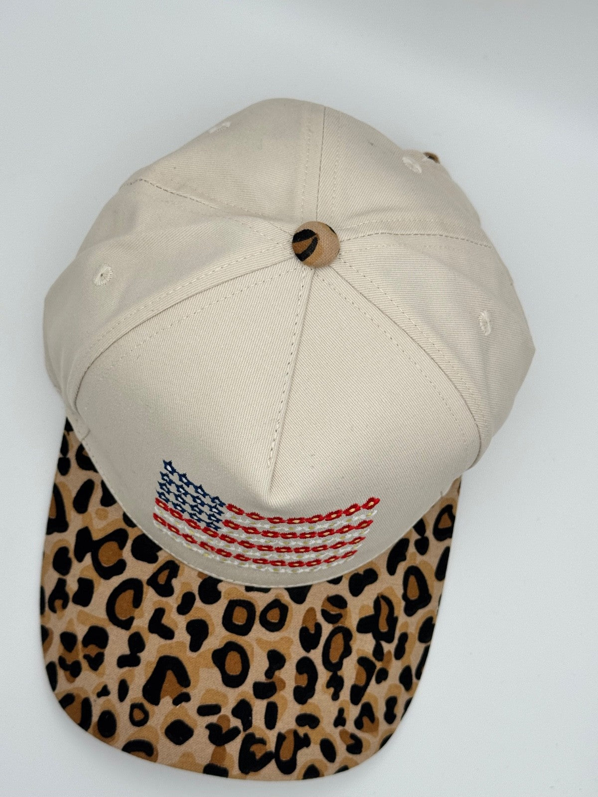 One Size - Zenana Hat USA Flag Beige/Leopard