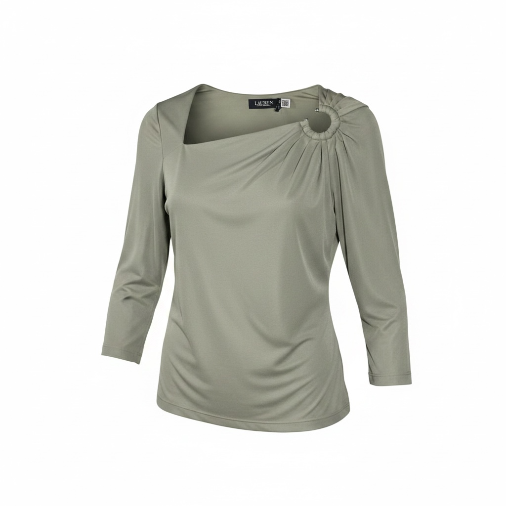 Size S - Lauren Ralph Lauren Womens Stretch Jersey Asymmet Sage Green MSRP $125
