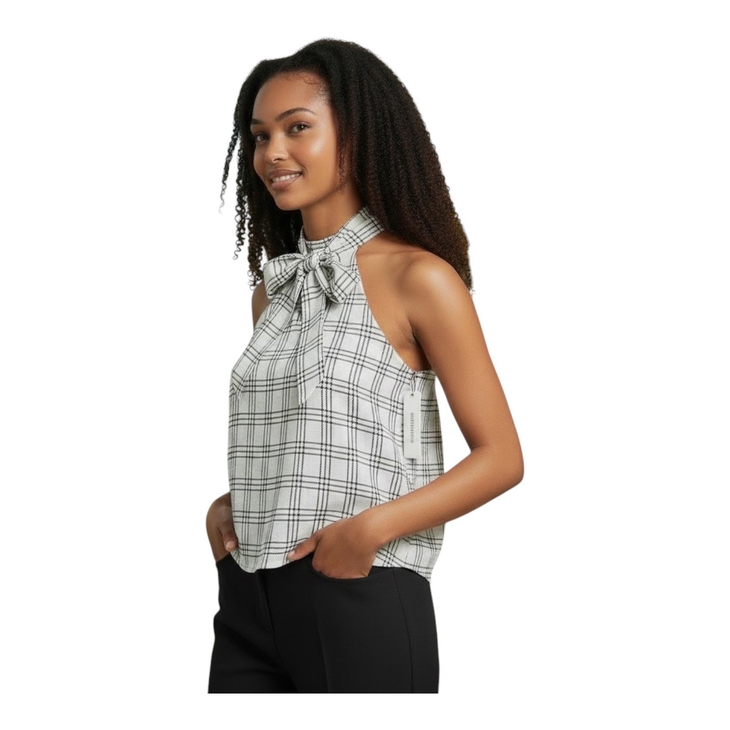Size L - Calvin Klein Women's Top White & Black MSRP $69