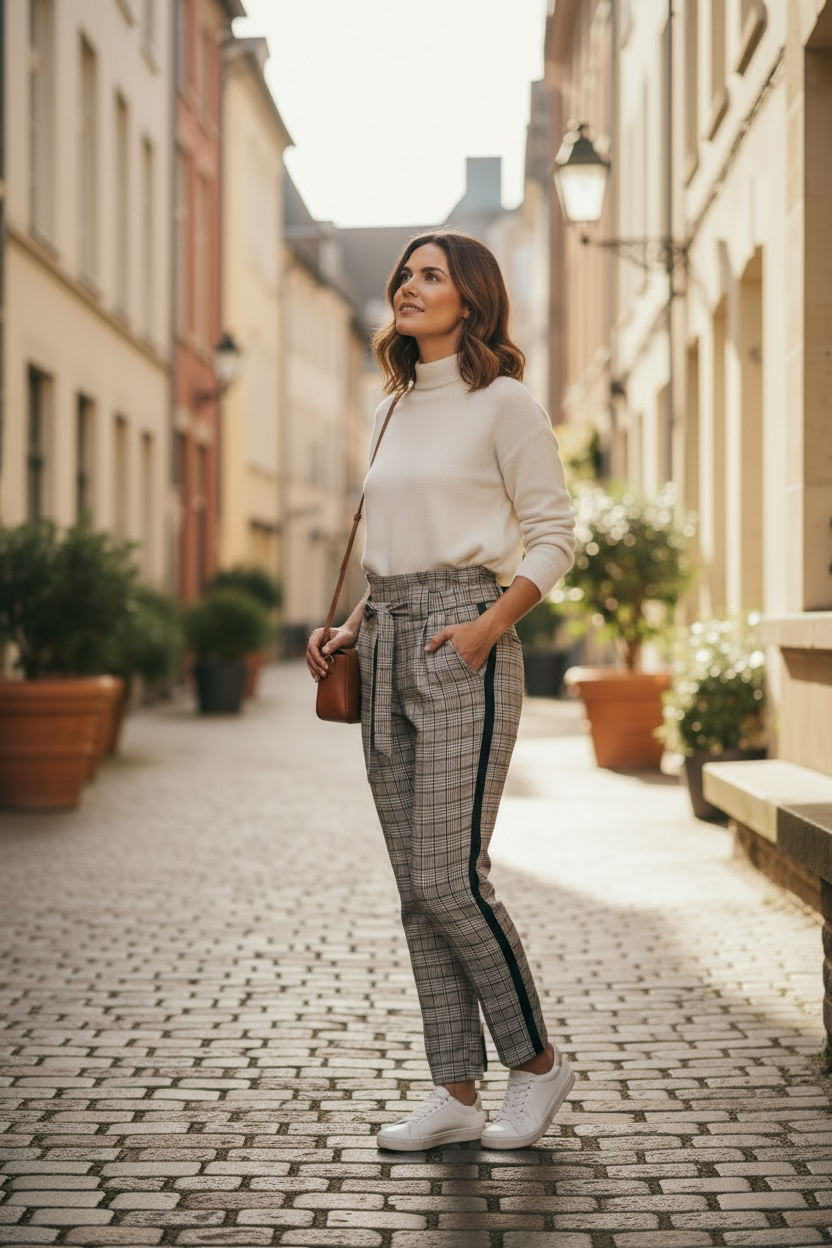 Size 7/28 - BBJ Los Angelis High Rise Plaid Pants - Beige