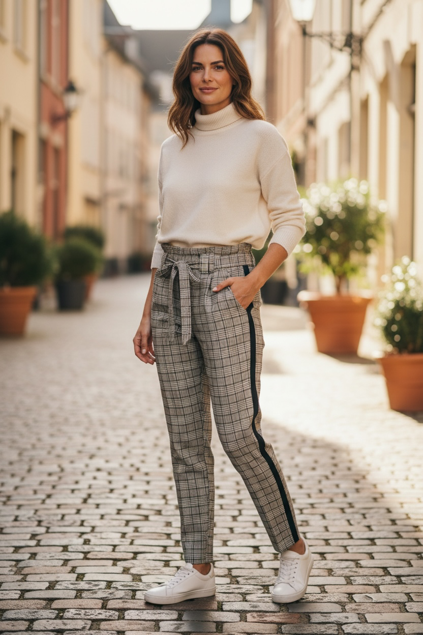 Size 1/25 - BBJ Los Angelis High Rise Plaid Pants - Beige