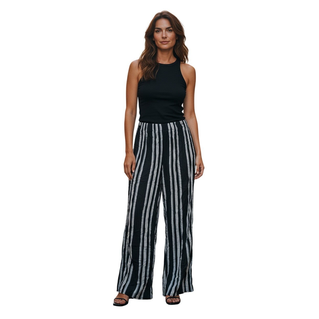 Fashion Nova Island Girls Loose Pants Black & White Stripe