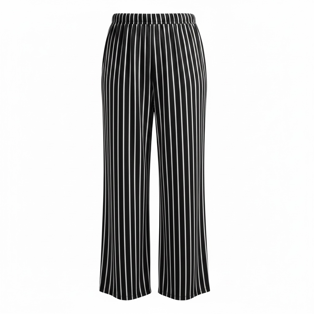 Size L - Boom Boom Loose Pants Black & White Stripe