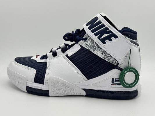 Nike Zoom LeBron 2 Retro 2022 Men's Sneakers – USA White/Midnight Navy (Size 7)