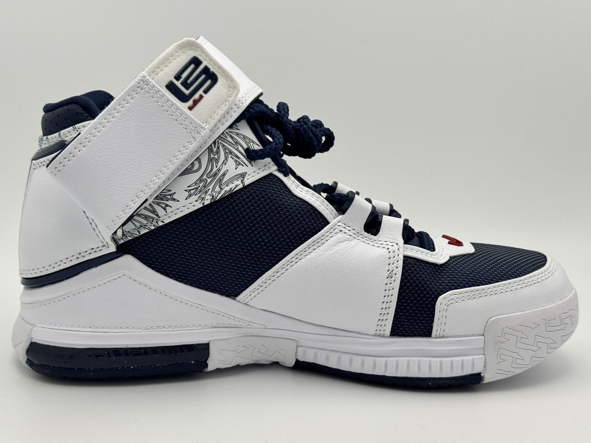 Nike Zoom LeBron 2 Retro 2022 Men's Sneakers – USA White/Midnight Navy (Size 7)