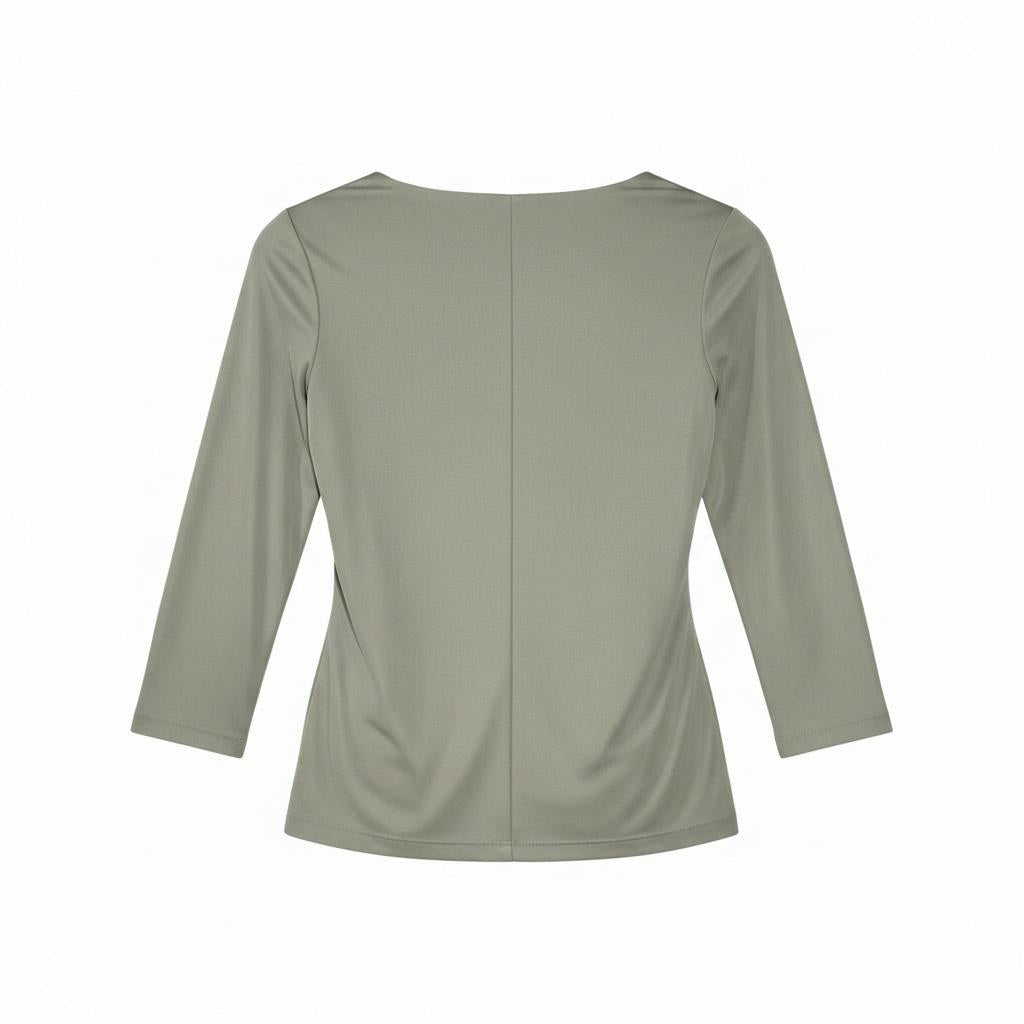 Women's Lauren Ralph Lauren Stretch Jersey Asymmetric Blouse - Size S, Sage Green, MSRP $125