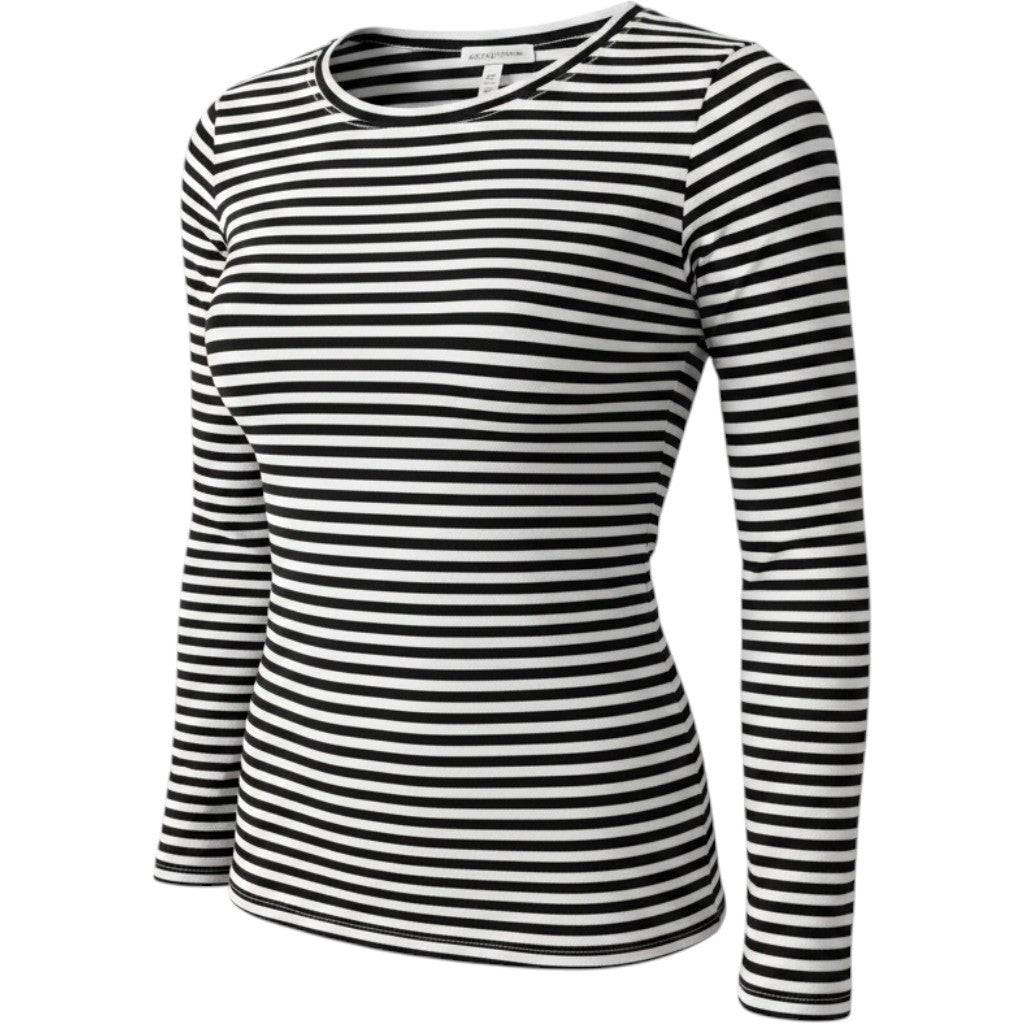 Caslon Navy White Striped Long Sleeve Crew Neck T-Shirt Cotton Modal Blend