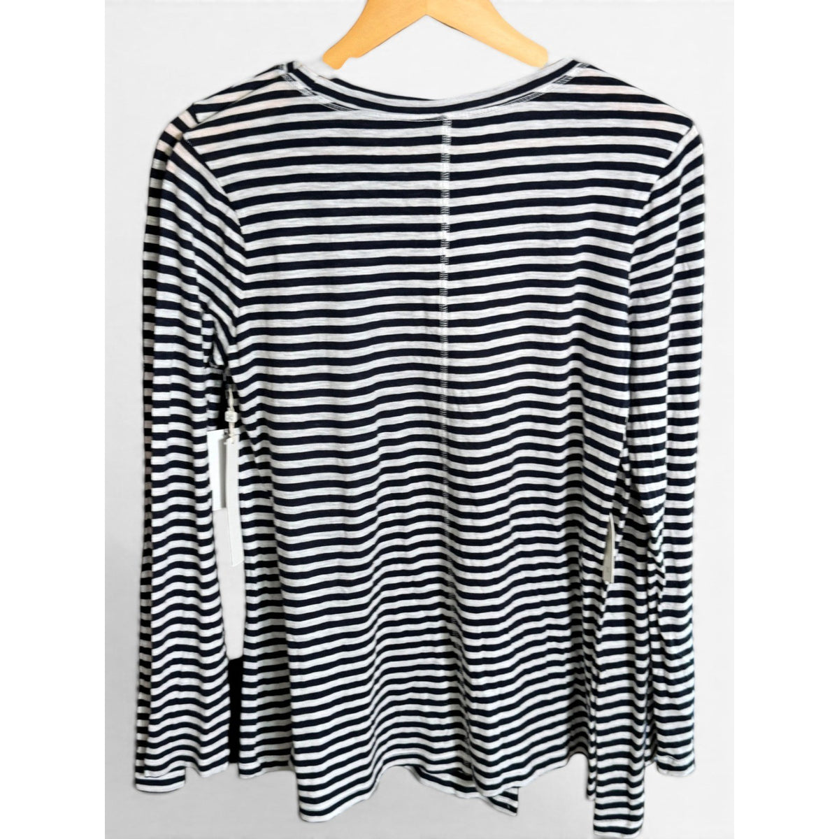 Caslon Navy White Striped Long Sleeve Crew Neck T-Shirt Cotton Modal Blend