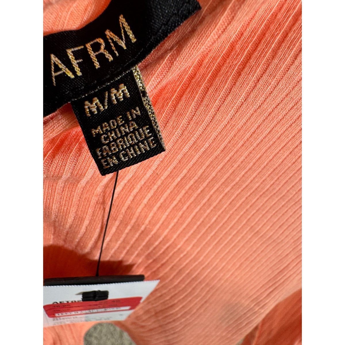 AFRM Papaya Punch Ribbed Cropped Cardigan V-Neck Long Sleeve Top AET028113 M