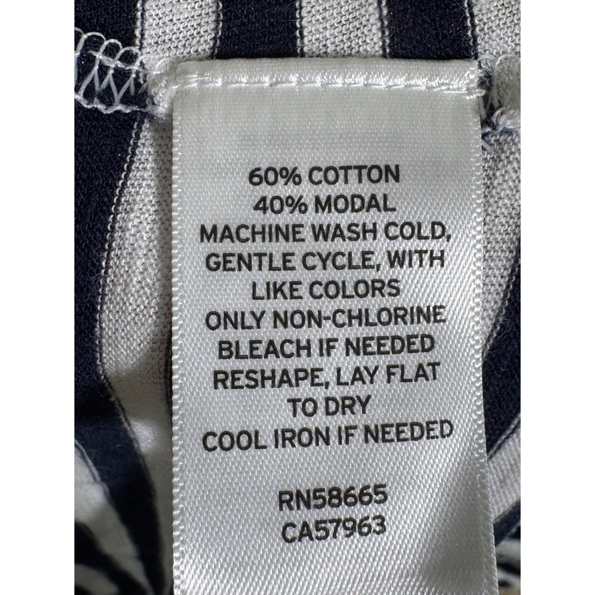 Caslon Navy White Striped Long Sleeve Crew Neck T-Shirt Cotton Modal Blend