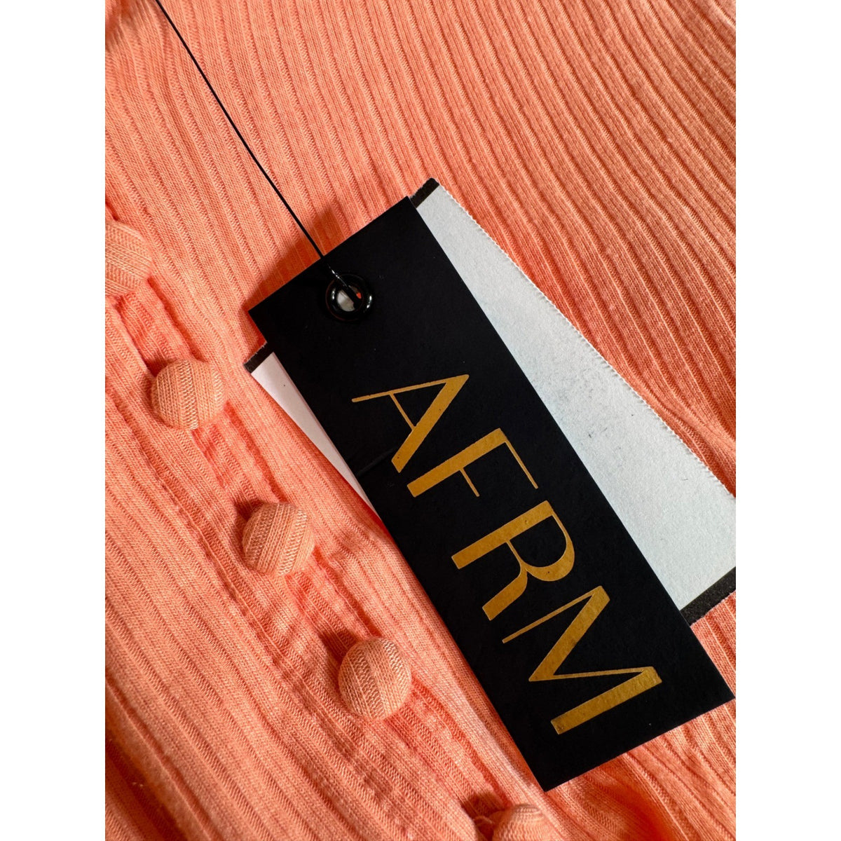 AFRM Papaya Punch Ribbed Cropped Cardigan V-Neck Long Sleeve Top AET028113 M