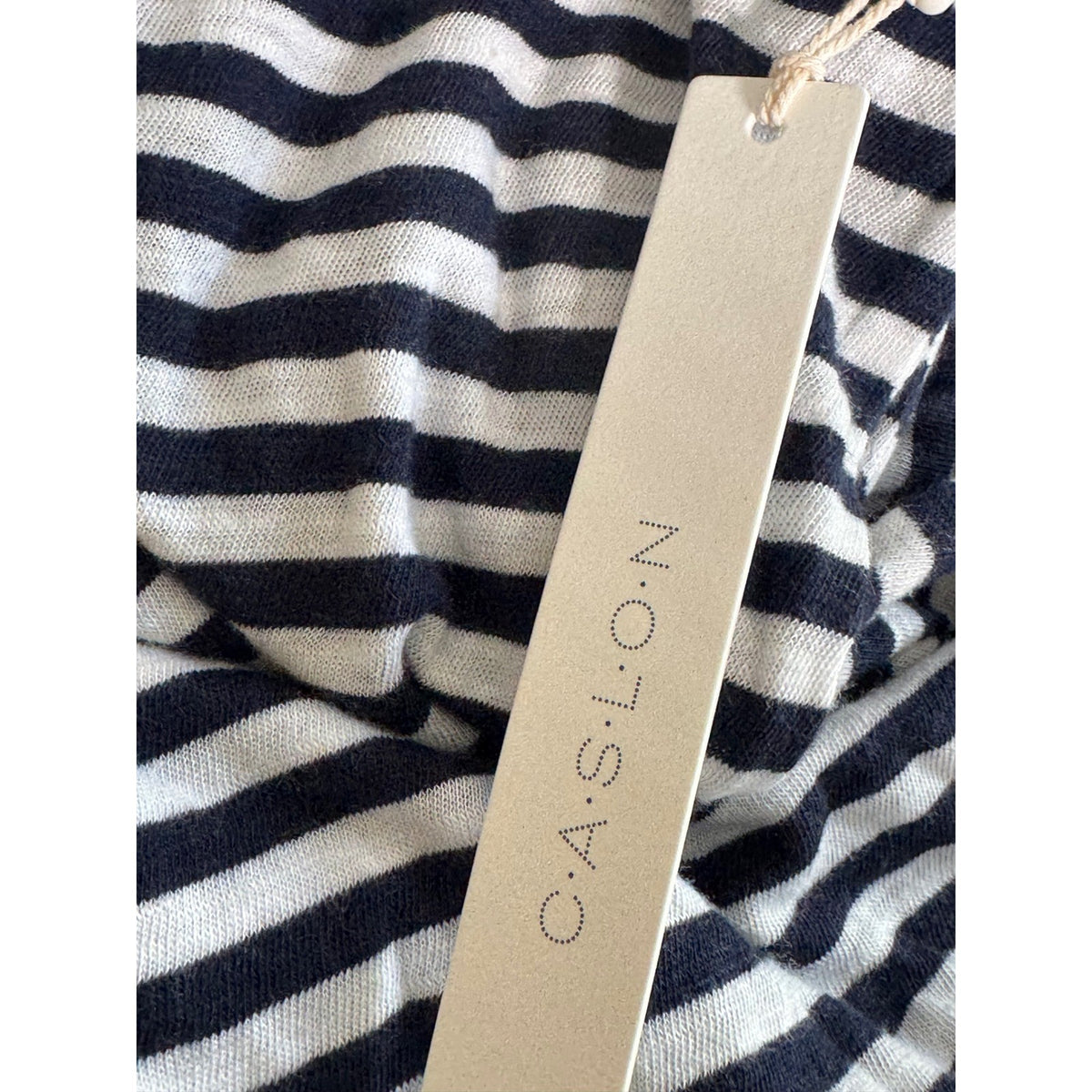 Caslon Navy White Striped Long Sleeve Crew Neck T-Shirt Cotton Modal Blend