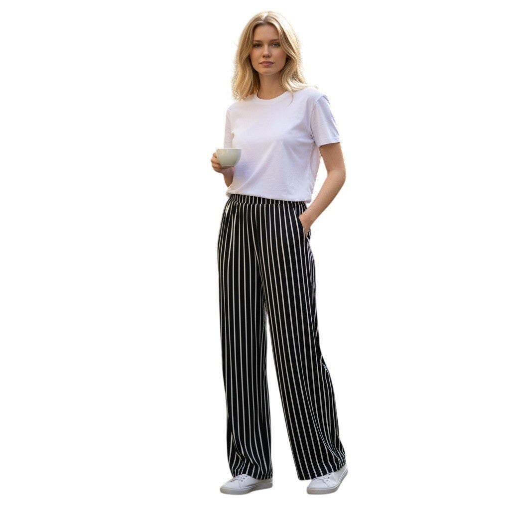 Size L - Boom Boom Loose Pants Black & White Stripe