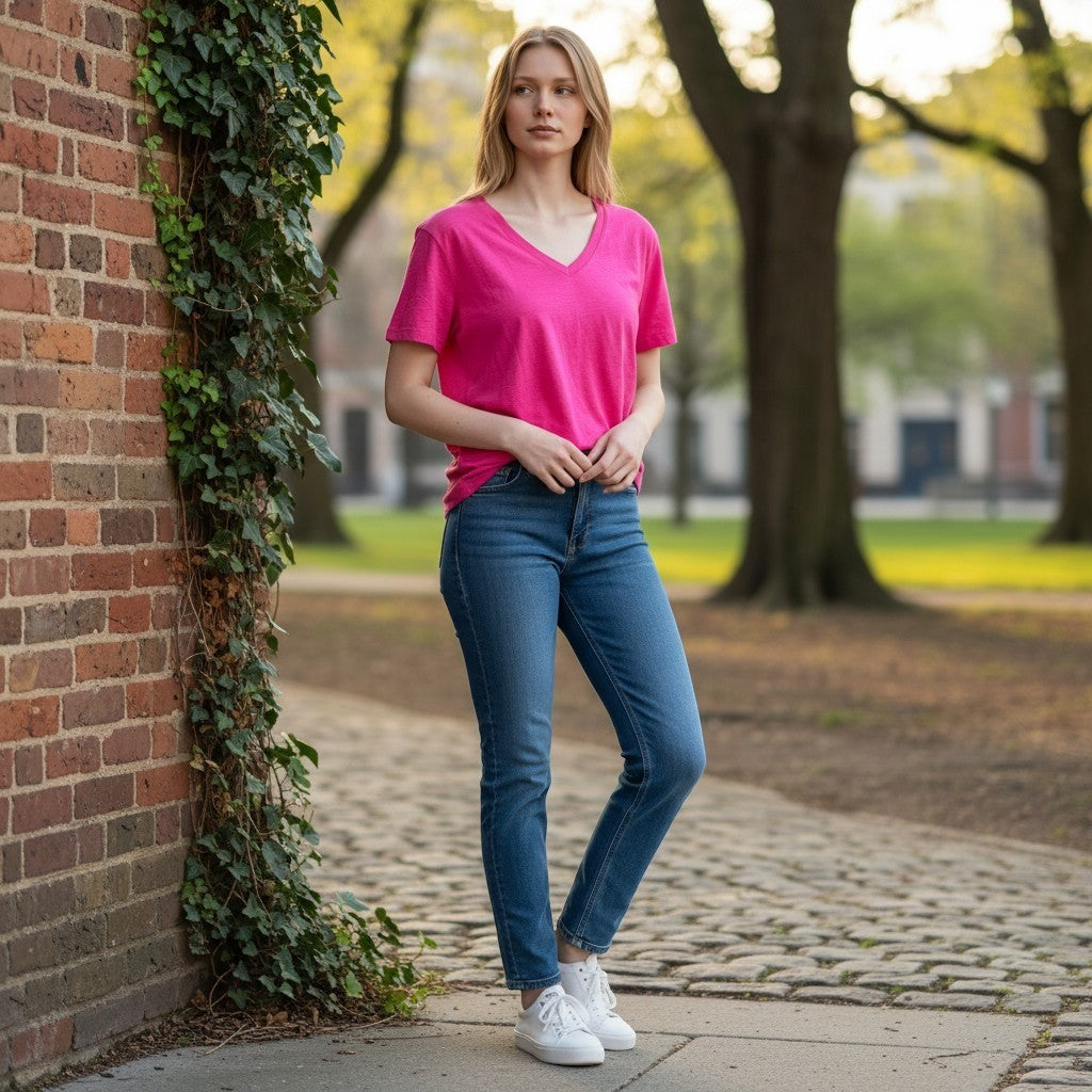 Madewell Womens Whisper Cotton V-Neck Short Sleeve T-Shirt Pink Size S Slub Tee