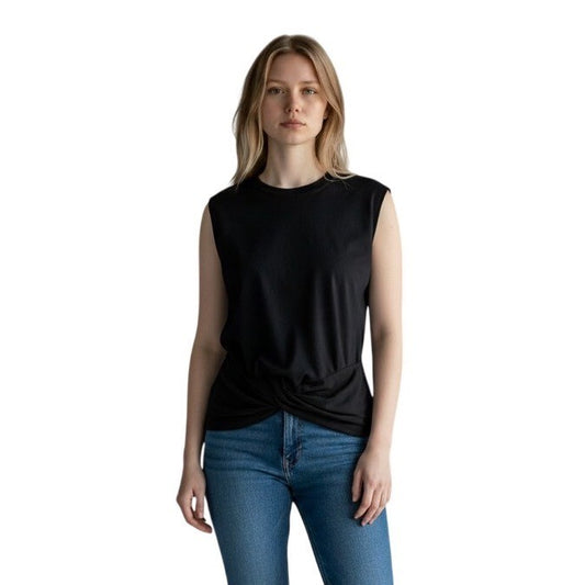 Nordstrom Rack Women Black Twist Front Sleeveless Knit Top RK471830MI Medium