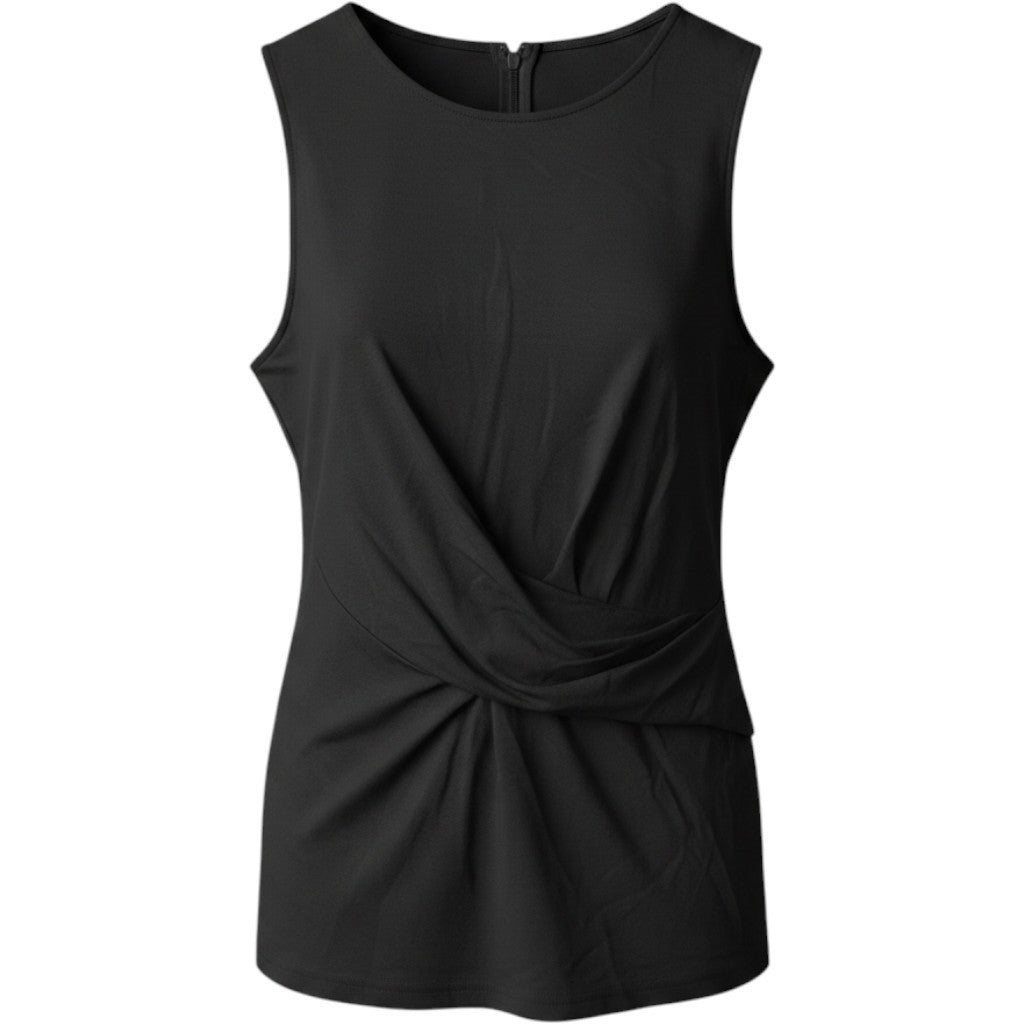 Nordstrom Rack Women Black Twist Front Sleeveless Knit Top RK471830MI Medium