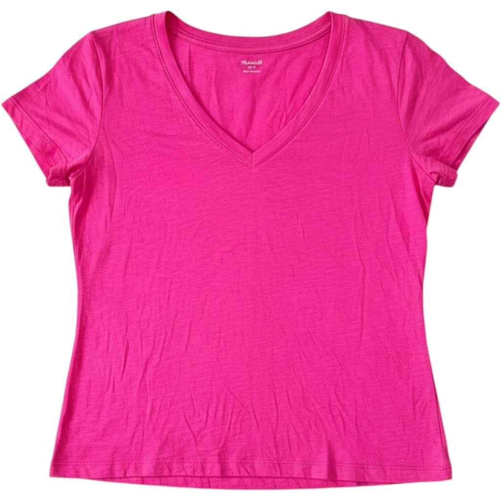 Madewell Womens Whisper Cotton V-Neck Short Sleeve T-Shirt Pink Size S Slub Tee
