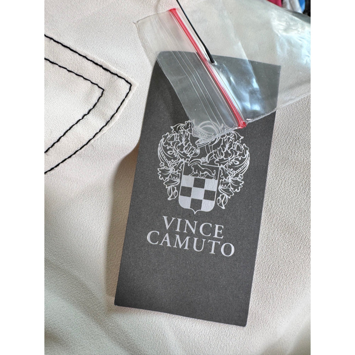 Vince Camuto Charmed Chic Shirt Soft Cream Contrast Stitch Utility Top XL NEW