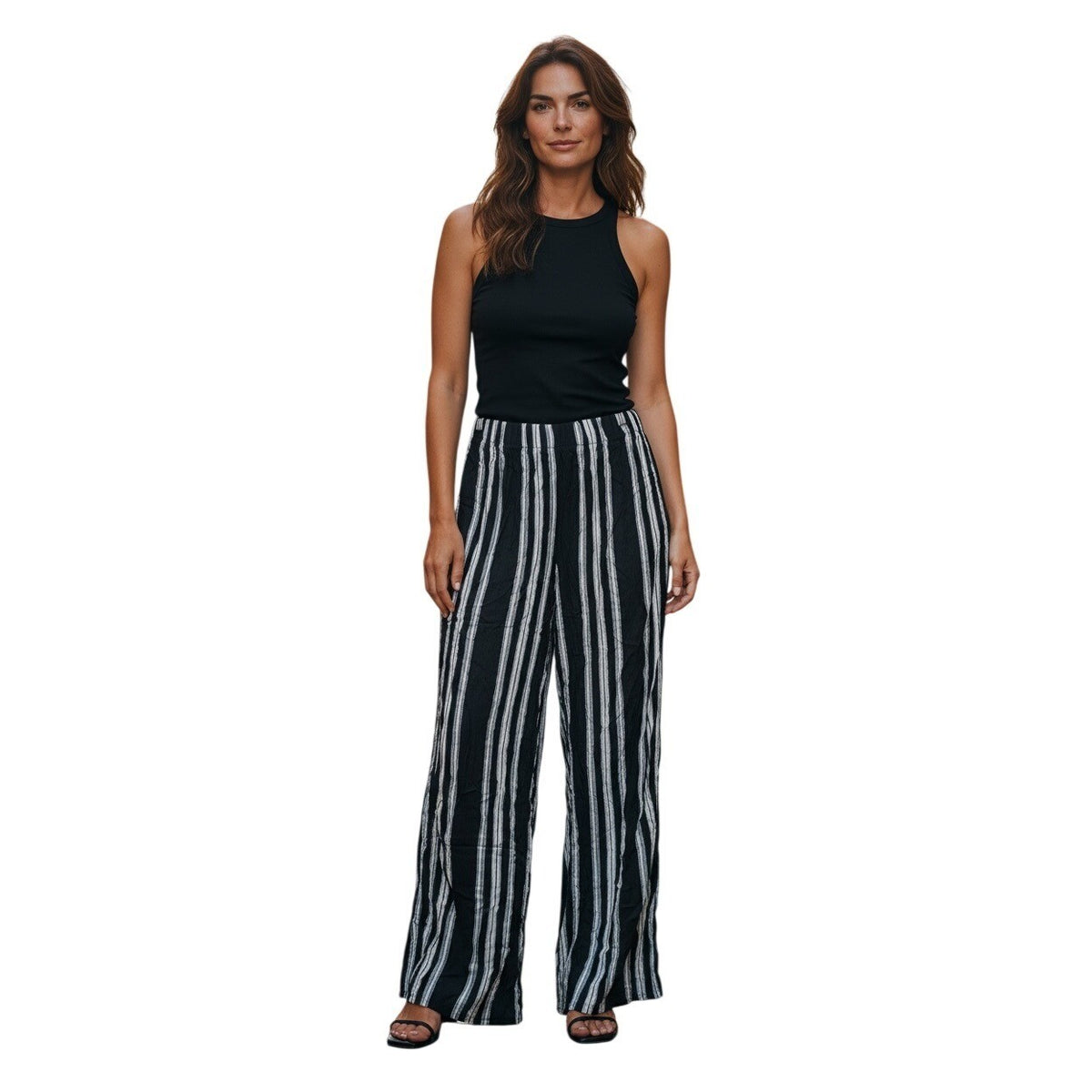 Fashion Nova Island Girls Loose Pants Black & White Stripe