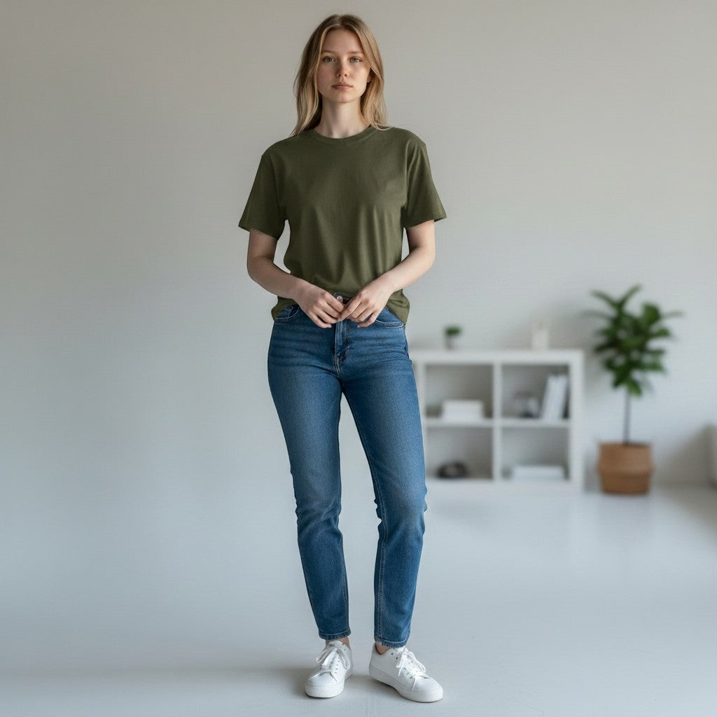 Wayy Women Olive Green Short Sleeve Crew Neck Snap Closure Bodysuit Small