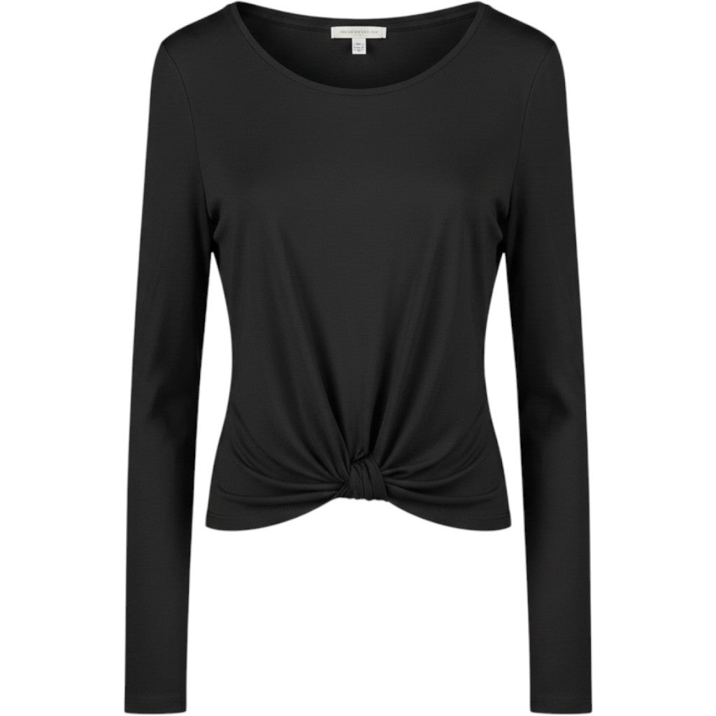Nordstrom Rack Womens Black Long Sleeve Front Knot Scoop Neck Top XS MM463651MI
