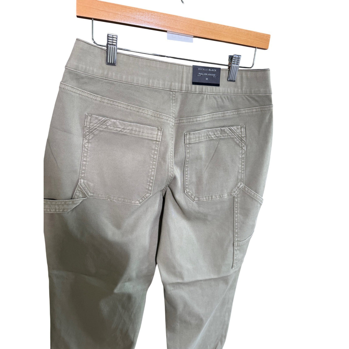 Buckle Black Women Pull-On Jogger Pale Olive Cargo Utility Pants V29108 Size M