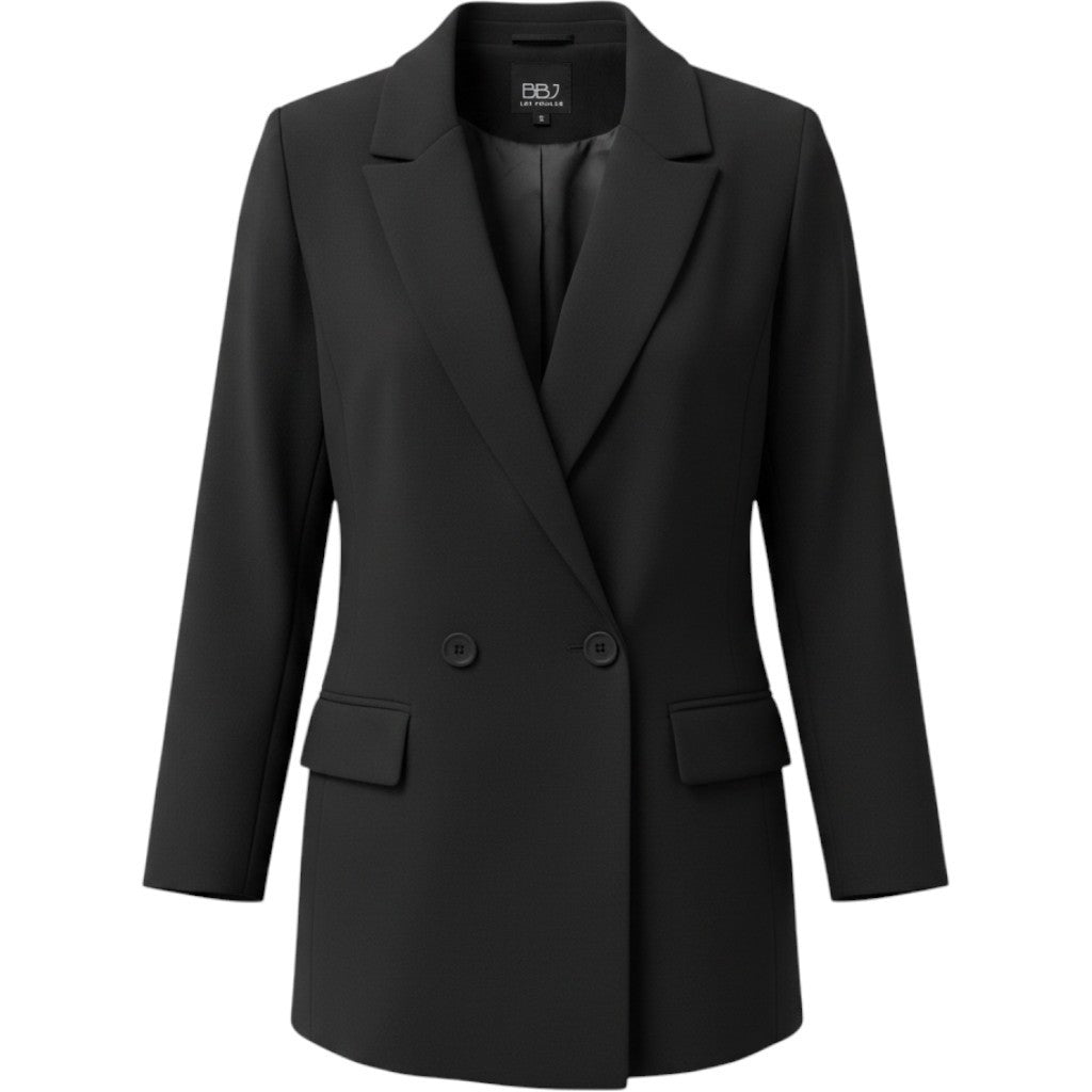 BBJ Los Angeles Womens Black Double Breasted Blazer Jacket Size L JK24556Z