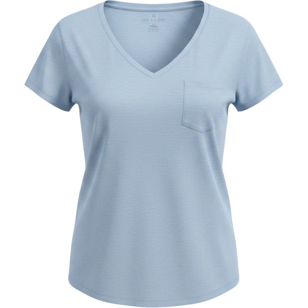 Caslon Womens Light Blue V-Neck Short Sleeve Pocket Slub Knit T-Shirt XS
