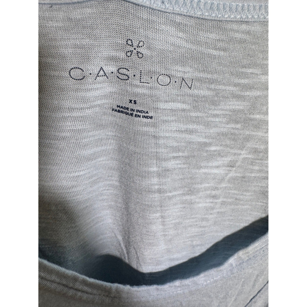 Caslon Womens Light Blue V-Neck Short Sleeve Pocket Slub Knit T-Shirt XS