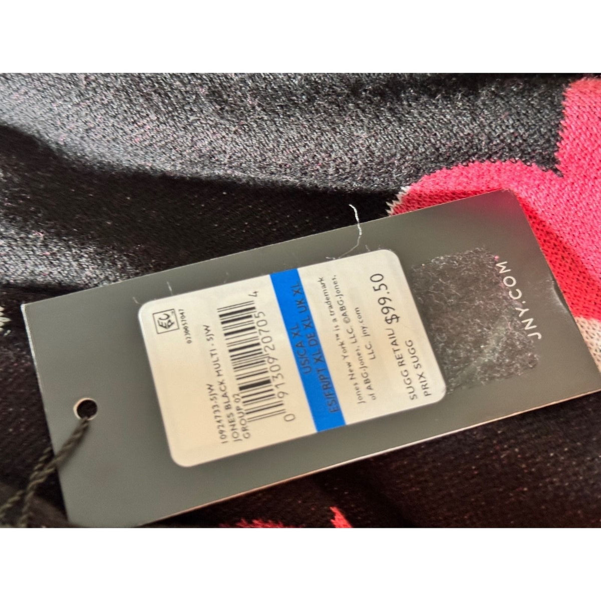 Jones New York Women Black Pink Heart Intarsia Knit Sweater XL 10924733-5JW
