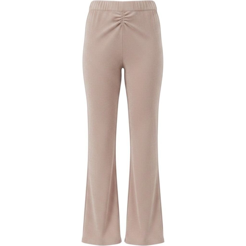 Womens High Waisted Ruched Flare Pants Mauve Shimmer Metallic Bell Bottoms