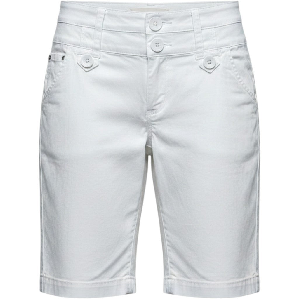 One 5 One Womens White Bermuda Shorts High Rise Stretch Button Waist MSN7255Z