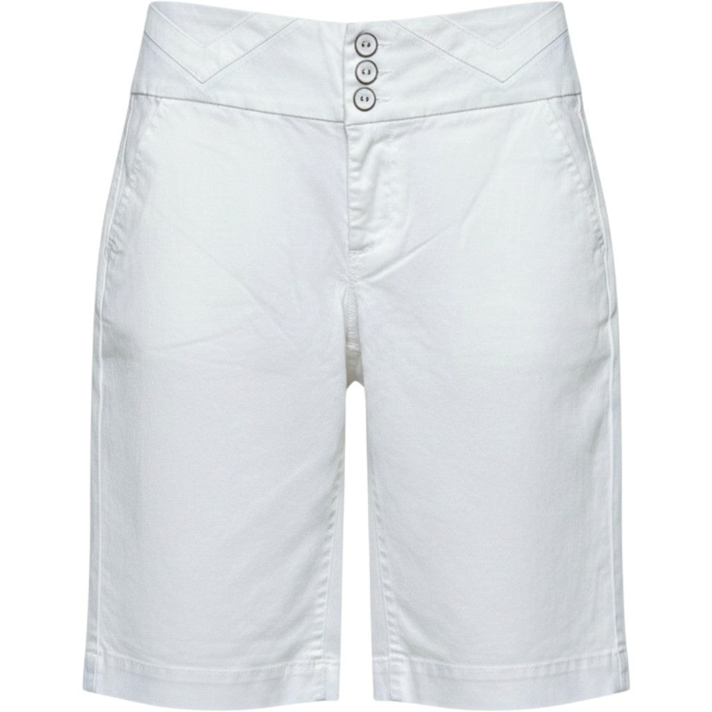 One 5 One Womens White Bermuda Shorts High Rise Triple Button Cotton Twill 8