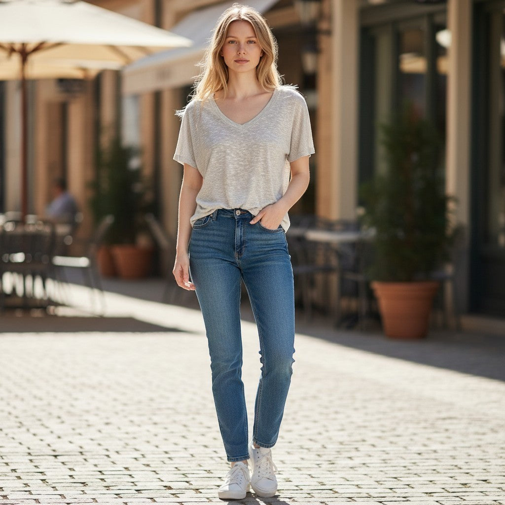 Zenana Oatmeal Heather V-Neck Dolman Sleeve Slub Knit Boxy Crop Top Small