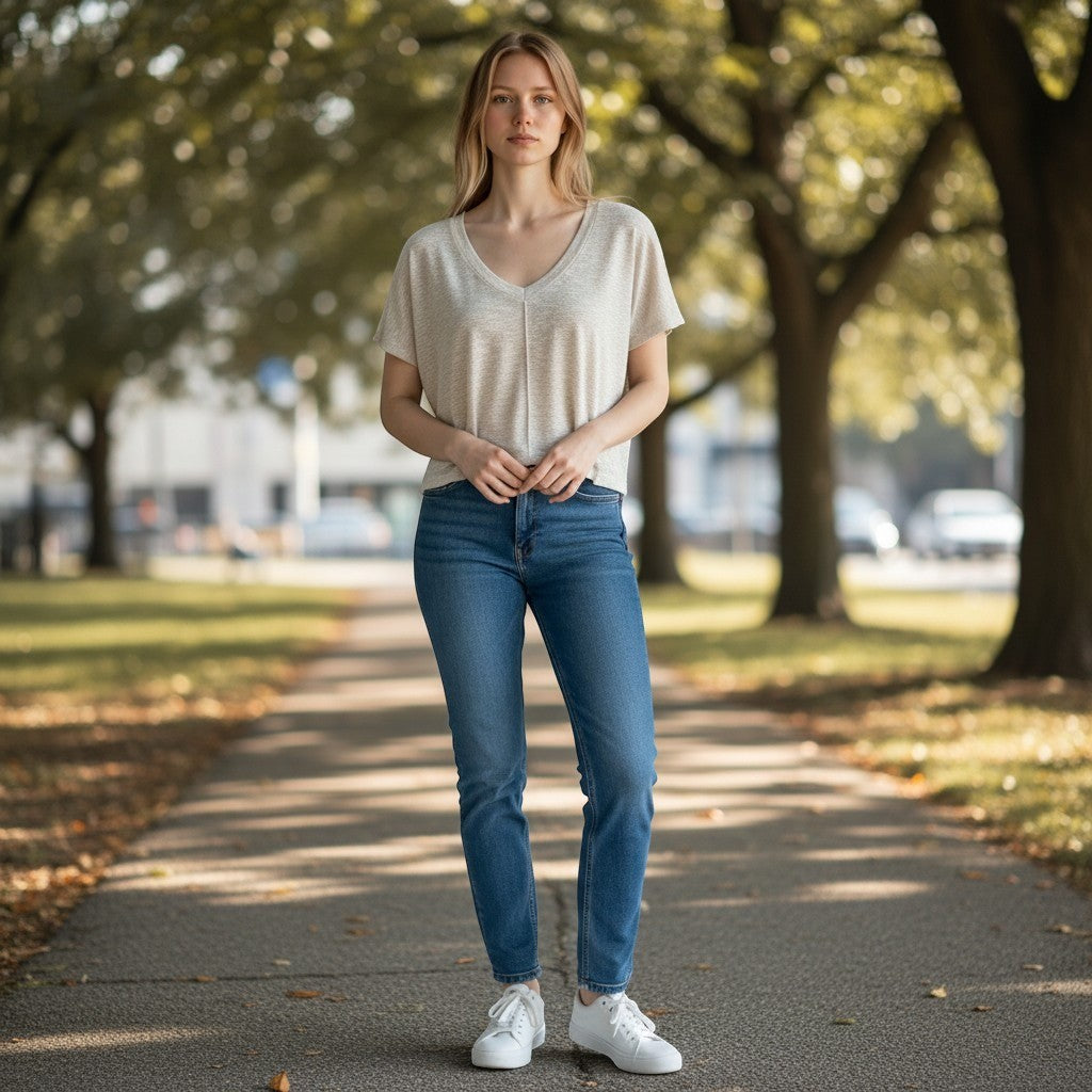Zenana Oatmeal Heather V-Neck Dolman Sleeve Slub Knit Boxy Crop Top Small