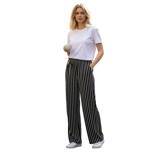 Fashion Nova Boom Boom Loose Pants Black White Stripe Wide Leg High Rise Small
