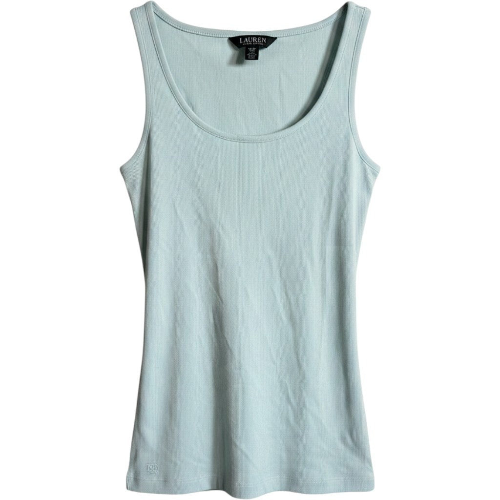 Lauren Ralph Lauren Women Ribbed Tank Top Aqua Pearl Blue LRL Spring 25 XS NWT